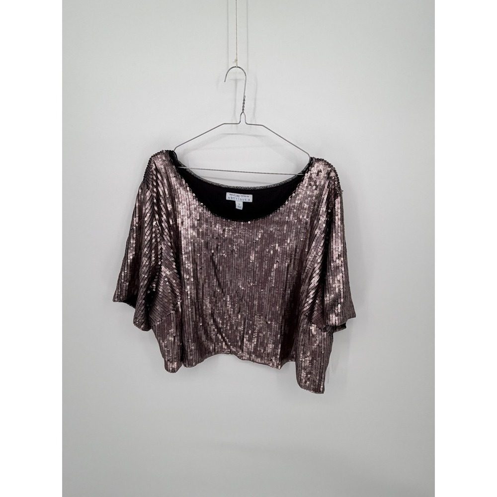Ashley Nell Tipton Womens Sequin Crop Top Matte Rose 4X NWT